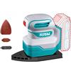 TOTAL - Levigatrice Delta a batteria | Batteria da 20V a lunga durata | Facile da usare | Include 3 tamponi e 3 carte abrasive Delta | Perfetta per angoli e bordi | Velocità a vuoto 12.000 giri/min