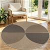 Capslpad Tappeto da soggiorno, rotondo, 120 x 120 cm, aspetto iuta, naturale, lavabile, antiscivolo, per soggiorno, camera da letto, ufficio, colore nero e marrone