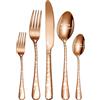 XIAOYU Set di 5 posate natalizie, set di posate in acciaio inox con manico unico con motivo albero di Natale, set di cucchiai con forchetta e coltelli, set di posate da tavola per Natale, Halloween e