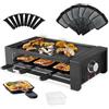TAMARIT Barbecue elettrico per pizza Raclette per 8 persone, 3 in 1, con doppio riscaldamento, rivestimento antiaderente senza BPA, regolatore di temperatura 1500 W, nero