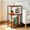 UOMIO Tavolino Alto a 3 Livelli con Ampio Spazio di Archiviazione - Per Salotto e Spazi Piccoli (76cm) - Mobile Multifunzionale da Salotto/Camera con Design Industriale in Legno e Metallo - Marrone