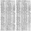 RoadLoo Tenda a frange, 2 pezzi, tenda con frange in lamina rosa, per matrimoni, lauree, compleanni, Natale, feste (argento)