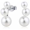 YAMI Orecchini da donna a tre perle, perle bianche d'acqua dolce, argento sterling 925 placcato di rodio, 6-7mm, orecchini a punta ipoallergenici, regalo di gioielli perfetto per tutte le feste