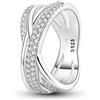 NARMO Anelli d'argento 925 Sterling Anelli per le donne Linea intrecciata Anello di fascia Cubic Zirconia Anello di fidanzamento Dimensione 14.5