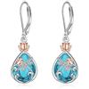 VONALA Orecchini a monachella in argento Sterling 925 con chiusura a monachella, a forma di farfalla, libellula, ape, loto rosa, filigrana, orecchini pendenti con pietra di luna turchese, gioielli per