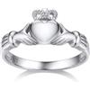 Bestyle S925 Anello Cuore Argento Classica Forma Irlandese Corona Proteggere il Cuore Incoronare con l'amore Donna Regalo Fidanzata Compleanno Anello di Fidanzamento