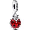 PANDORA Pendente Moments a forma di coccinella in argento Sterling con cristallo rosso salsa, zirconi cubici trasparenti e smalto nero