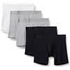 Amazon Essentials Boxer in Jersey di Cotone, Biancheria Intima Uomo, Pacco da 5, Bianco/Grigio Puntinato/Nero, L