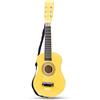 Woet® Chitarra Giocattolo Naturale in Legno per Bambini, 6 Corde in Nylon con Tracolla, Corda di Ricambio e Libretto Musicale a Colori con 3 Canzoni, Strumento Educativo, A Partire da 3 Anni
