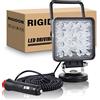 RIGIDON 2PCS Faro da ricerca Led, 4 Pollici 48W Luce da Lavoro con Base Magnetica, Spot Luce da Ricerca per Auto Fuoristrada Camion SUV 4x4 Barca, 12V 24V 6000K Bianca luce di guida