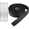 LKRXW Benda Termica Scarico per Auto Isolante Collettori Moto Fibra Vetro Fascia Termico Scarico Nastro Termiche Protettivo Calore Resistente Nero 2,5CM X 10M Con 6 Fascette