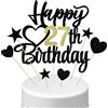 Conruich Decorazione per Torta di Compleanno 27 anni Uomo Donna, Cake Topper Happy 27th Birthday Oro Nero, Torta Torta Stella Cuore Nero per Decorazione Festa 27 anni Compleanno Donna Uomo