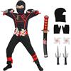 skyllc Ninja Costume Kids, Boys Ninja Cosplay Set | con Guanti Freccette a baionetta - per Giochi di Ruolo Halloween Festa di Natale Carnevale