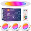 DUSKTEC Faretti LED da Incasso per Cartongesso RGB con Telecomando, 3 Pezzi, 2700K-6000K Dimmerabili Faretti Soffitto 220V Cambia Colore Colorati, Spot LED Multicolore Foro 68-85mm