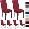 BalladHome Coprisedie con schienale 6 pezzi Elasticizzato Copertura della sedia bi-elastico per una misura universale, Coppia spandex Coprisedia molto facile da pulire e di lunga durata (6 pezzi,Bordò Rosso)