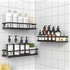 UUlioyer Mensola Doccia Senza Foratura, Impermeabile e Antiruggine, Porta Bagnoschiuma Shampoo da Doccia, 3 Pezzi Organizer Doccia (Nero- 3 Pezzi)