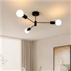 SENQIU Lampadario Industriale, 3 Luci Plafoniera Soffitto Sputnik Vintage, Lampada da Soffitto in Metallo Nero Oro per Soggiorno Camera da Letto Cucina (Lampadina non Inclusa)