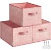 SONGMICS Scatole Portaoggetti Pieghevoli, Set di 3 Contenitori, 40 x 30 x 24 cm, Organizzatori per Armadio, 2 Maniglie, Portaetichette, per Camera da Letto Soggiorno, Rosa Pastello ROB440R01