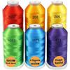 New brothread Set di 6 Colori de Arcobaleno poliestere filo di ricamo macchina grande bobina 5000M per tutte le macchine da ricamo