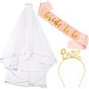 Annhao Addio Nubilato Accessori, 3 PCS Sposa di Essere Fascia e Velo Bride Bianco da Sposa Tiara, Bride to be Satin Sash Sposa, Decorazioni per Addio Nubilato Gadget (Oro)