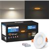 KEELED Faretti LED da Incasso per Cartongesso con Luce Notturna Integrata, 6W, 3000K/4000K/6000K, 230V, Foro 70-85mm, Set da 12