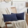 FDTERN Set di 2 Boho Federe de Cuscini per Divano 50x70 in Velluto a Coste Moderno Morbido Motivo a Croce Decorativa Copricuscini per Divano Camera da Letto,Blu Navy