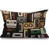 BGBDEIA - Federa per cuscino musicale, motivo cassette audio vintage, rettangolare, 30 x 50 cm, in cotone e lino, per letto, divano, decorazione per la casa, nero, beige, 30,5 x 51 cm