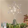 Lewondr Cima Albero Di Natale, 13 20LED Stella Metallica Scintillante, Stella Luminosa Alimentata USB Per Decorazioni Natalizie, Telecomando, Timer 6H, 8 Modalità Di Luce, Argento