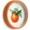 Jones Clocks® Fruit Orologio a parete | Piccolo orologio tondo | 20cm | Arancione | Illustrazione botanica arancione | Ideale per cucina e sala da pranzo.