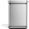 simplehuman CW2023 cestino rettangolare con pedale e porta sacchetti, pattumiera da cucina, acciaio inox spazzolato, 55 L
