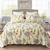 NEWLAKE Set copriletto trapuntato, motivo floreale giallo, reversibile, morbido, king size