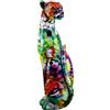 Casablanca modernes Design Casablanca - Statuetta decorativa a forma di ghepardo seduto - Scultura gatto predatore pop art - decorazione soggiorno in resina - multicolore graffiti 33,5 x 12 x 8 cm