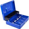 igadgitz Home U7264 Cassetta Portavalori in Metallo con Chiavi, Vassoio Portamonete e Clip a Molla, Cassetta di Sicurezza Contanti - Blu