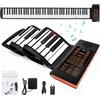 TECKZOON 88 Tasti Tastiera Pianoforte Arrotolabile, Pianoforte Elettronico Portatile con 128 Ritmi Toni, 20 Demo, Funzione MIDI,Ricaricabile Rollup Pianoforte Pieghevole per Bambini Principianti Adulti