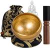 Neuytiky Campana Tibetana 8cm,Campane Tibetane Originali,Campana Tibetana Set con Bastoncino in Legno Cuscino e Sacchettol per Meditazione Yoga Guarigione dei Chakra Regalo Zen