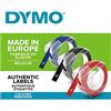 DYMO 3D Nastro Etichette a Rilievo Autoadesive | Rotoli da 9 mm x 3 m | stampa bianca su nerorosso e blu |Per DYMO Omega e Junior etichettatrice a rilievo| Confezione da 3