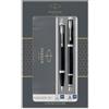 Parker IM Duo set regalo con penna a sfera e penna stilografica | nero lucido con finiture cromate | cartuccia e ricarica di inchiostro blu | confezione regalo