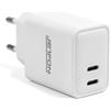 Jetfon Caricatore USB C Doppio 10W - Alimentatore da Muro con 2 Porte USB-C, Presa Parete Compatta per Smartphone, Tablet, Smartwatch e Console. Protezione Sovratensione e Cortocircuito