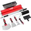 KATSU Tools Set di 8 lame per cartongesso, lama da 60 cm + asta di prolunga in alluminio + rullo di vernice + coltello per stucco + raschietti per carta da parati + vaschetta per fango, per