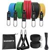 Bear Grip, set di 11 fasce di resistenza, kit per allenamento a casa, fasce con manici, ancoraggio per porta e borsa inclusa