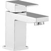 LiJoUK Rubinetto miscelatore moderno per lavabo da bagno, cromato, rubinetto monocomando con design quadrato, struttura in ottone resistente, facile installazione, ideale per piccoli lavabi, guardaroba e