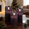 AnnSpa 3 Sets Candela LED Senza Fiamma a Batteria con Telecomando, Cera Vera Mossa tremolante stoppino Sfarfallio Ambra Candele gialla，Cera Unscented per Regalo e Decorazione (Violet)