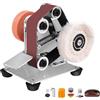 Victool Levigatrice a Nastro Elettrica, lucidatrice Regolabile a 7 livelli, con 10 Nastri Abrasivi da 330x30 mm (P120/320/600/800/1000), Disco Abrasivo, Disco lucidante, Foglio lucidante e Punta da trapano