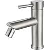 MAMMOLITI Marco Mammoliti | Miscelatore Rubinetto Bidet Monocomando Ekos in Acciaio Inox AISI 304 Satinato, Rubinetto Forma Tonda con Piletta Click Clack Inclusa, 17,5x14,2x4,8cm