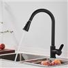 XWIHTR rubinetto da cucina estraibile a scomparsa, rubinetto da cucina girevole a 360°, miscelatore da cucina in acciaio inox a 3 modalità, rubinetto per lavello da cucina (nero - testa grande)