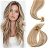 Benehair Extension Capelli Veri Cheratina Biondo Scuro e Sbiancante U-tip Hair Extension Cheratina Capelli Veri Umani Lisci Remy Keratina Invisibile 25 ciocche 35cm