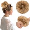 TESS Chignon Capelli Veri Ricci Posticci Donna con Elastico Hair Bun Finto Gonfio Extension Accessori Capelli 30g #6RP613R Castano/Biondo Chiaro