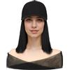 Ausing Parrucche nere per donne 26 cm Capelli corti e lisci Extension con cappello a tesa larga con extension