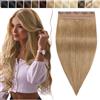 SEGO Extension Clip Capelli Veri Folta Fascia Unica Singole 40cm 80g 100% Remy Human Hair Ciocca Larga #27 Biondo Scuro