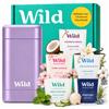 Wild - Deodorante Naturale Ricaricabile - Astuccio Viola con Varie Ricariche - Incluse Cotton & Sea Salt, Cherry Blossom, Coconut & Vanilla, Mint & Aloe Vera, Ocean Mist
